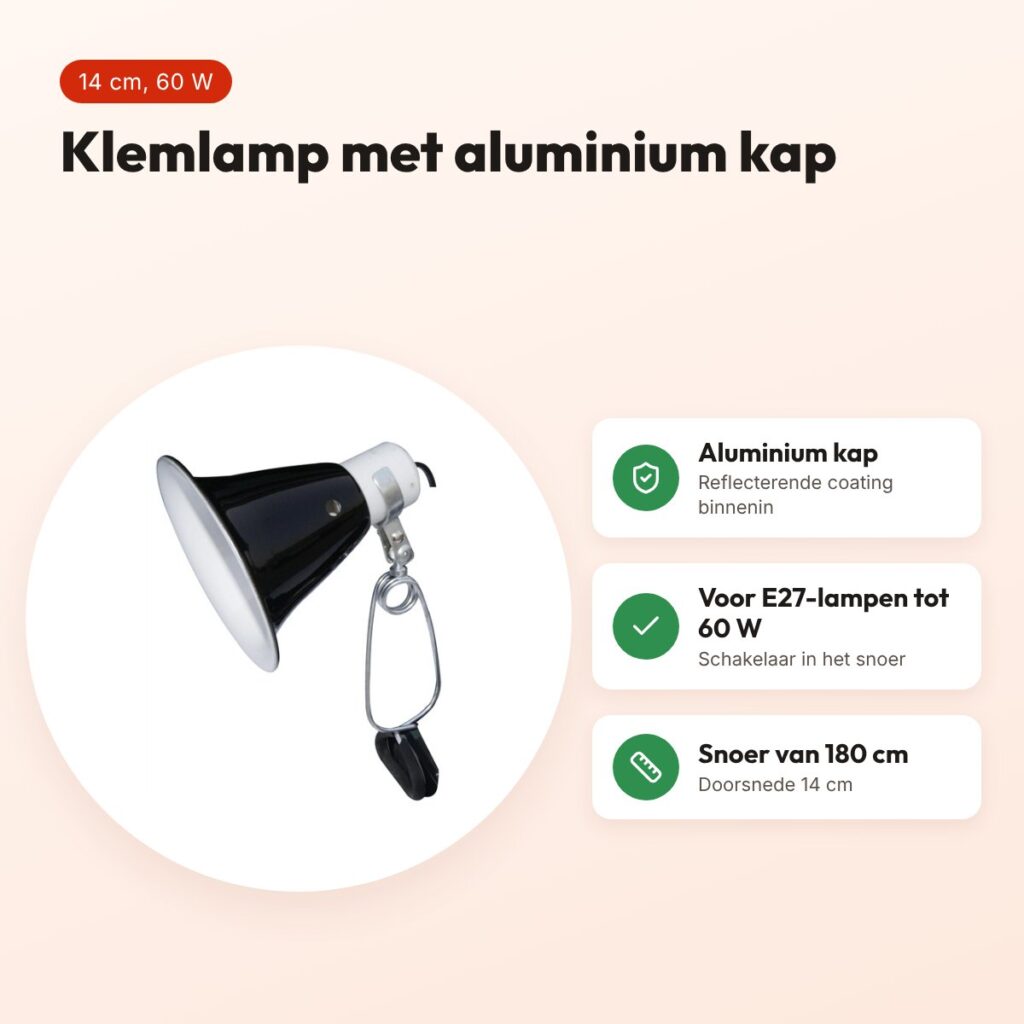 Komodo Black Dome Clamp Lamp 14 cm – aluminium klemlamp tot 60 W – voordelen