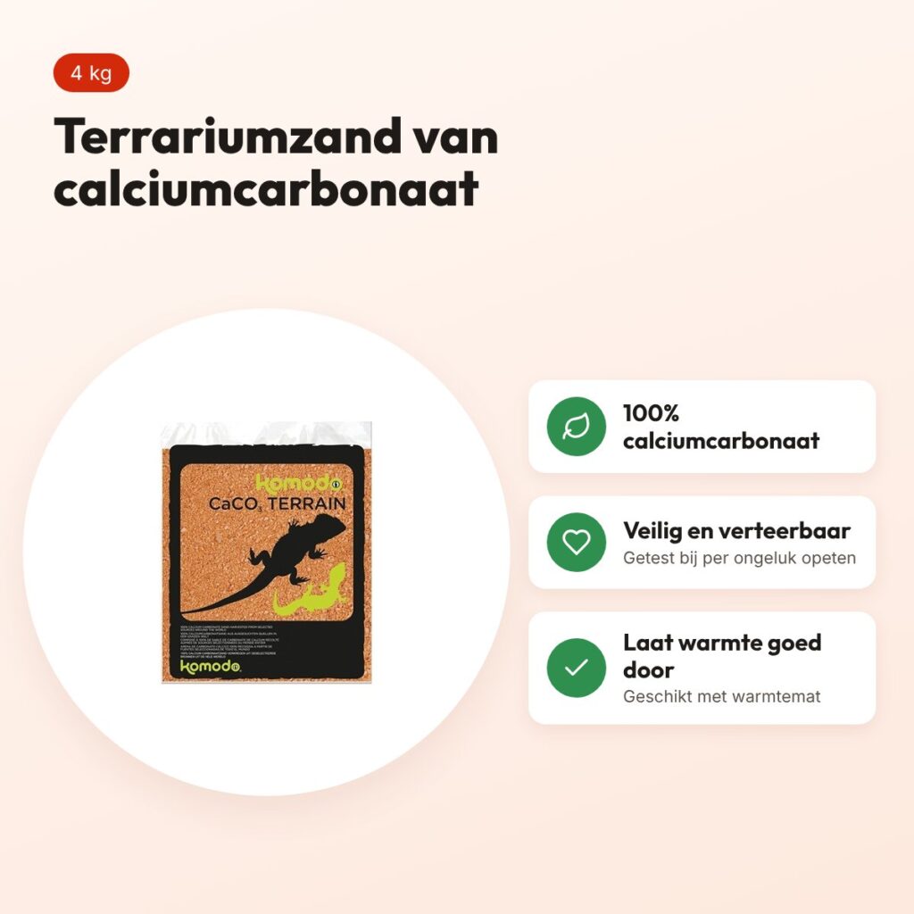Komodo Caco zand terracotta 4 kg – terrariumzand van calciumcarbonaat – voordelen