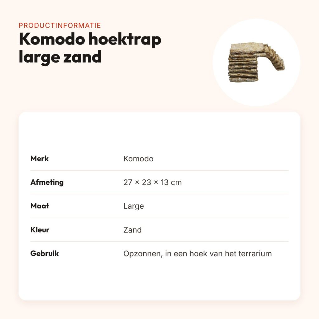 Komodo hoektrap met uitsparing zand large 27 x 23 x 13 cm – productinformatie