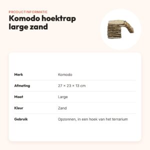 Komodo hoektrap met uitsparing zand large 27 x 23 x 13 cm – productinformatie