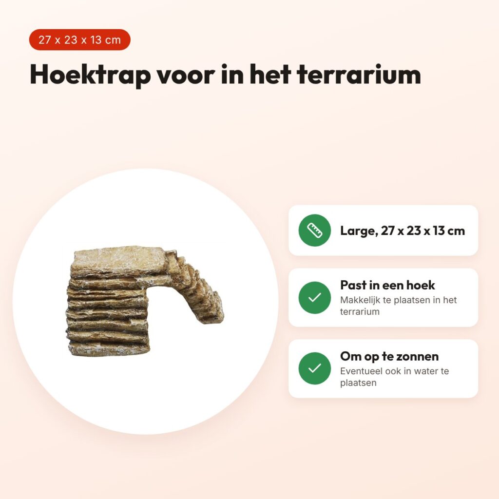 Komodo hoektrap met uitsparing zand large 27 x 23 x 13 cm – voordelen