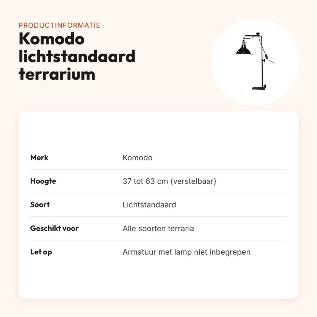 Komodo lichtstandaard terrarium 37-63 cm – in hoogte verstelbaar – productinformatie