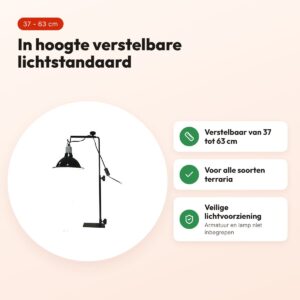 Komodo lichtstandaard terrarium 37-63 cm – in hoogte verstelbaar – voordelen