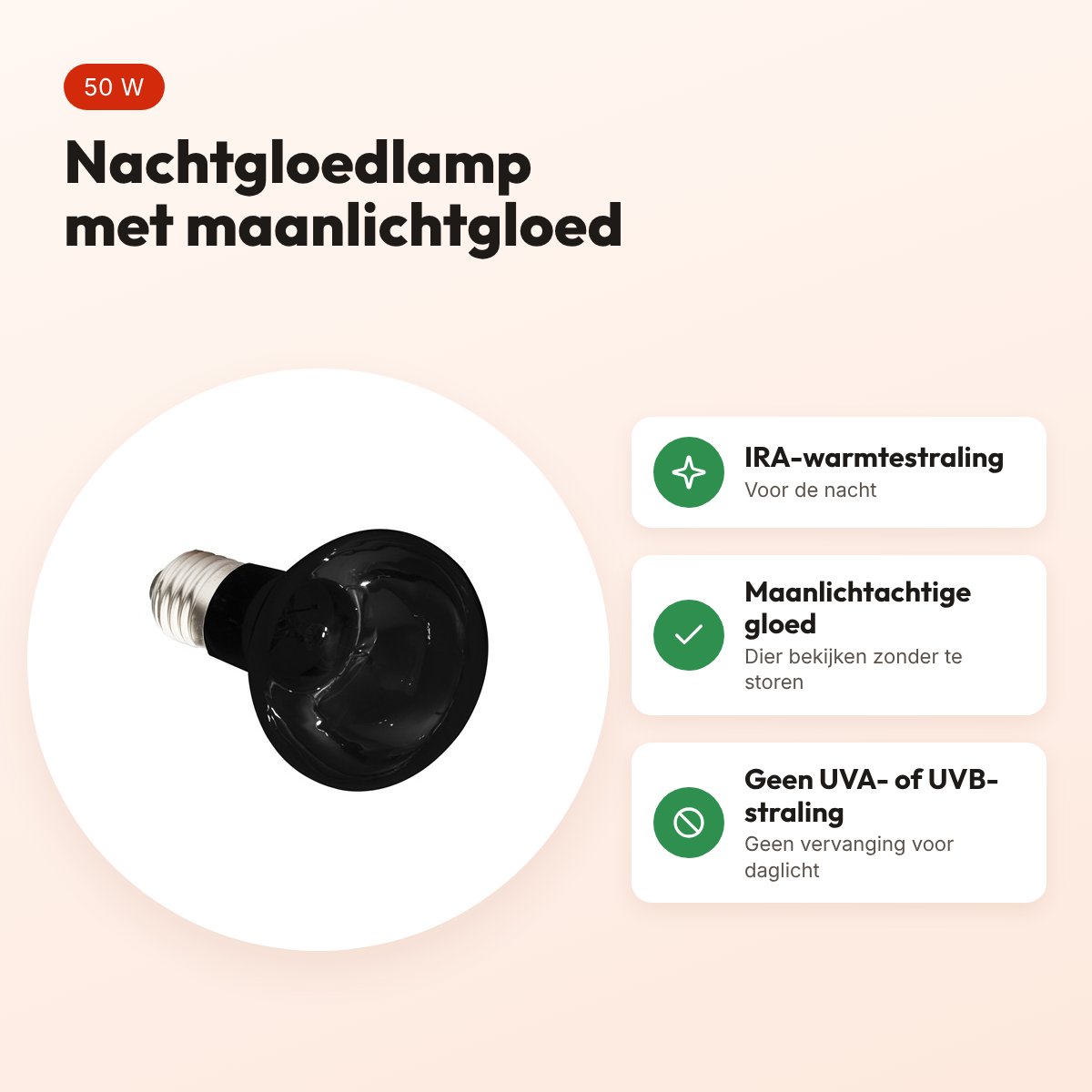 Komodo nachtgloedlamp ES 50 W E27 – maanlichtachtige gloed voor terrarium – voordelen