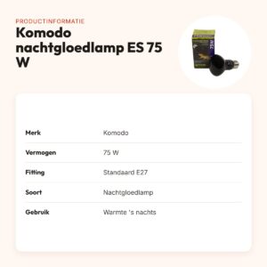 Komodo nachtgloedlamp ES 75 W E27 – maanlichtachtige gloed voor terrarium – productinformatie