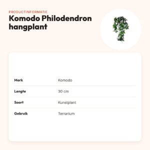 Komodo Philodendron hangplant 30 cm – kunstplant voor terrarium – productinformatie