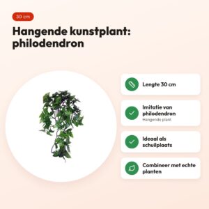 Komodo Philodendron hangplant 30 cm – kunstplant voor terrarium – voordelen
