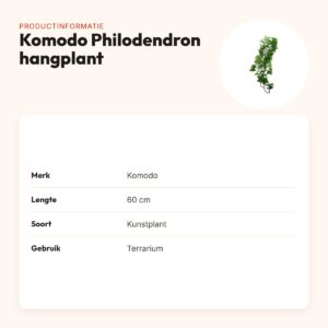Komodo Philodendron hangplant 60 cm – kunstplant voor terrarium – productinformatie