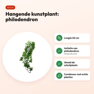 Komodo Philodendron hangplant 60 cm – kunstplant voor terrarium – voordelen