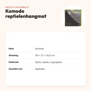 Komodo reptielenhangmat nylon 46 x 23 x 30,5 cm – met zuignappen – productinformatie