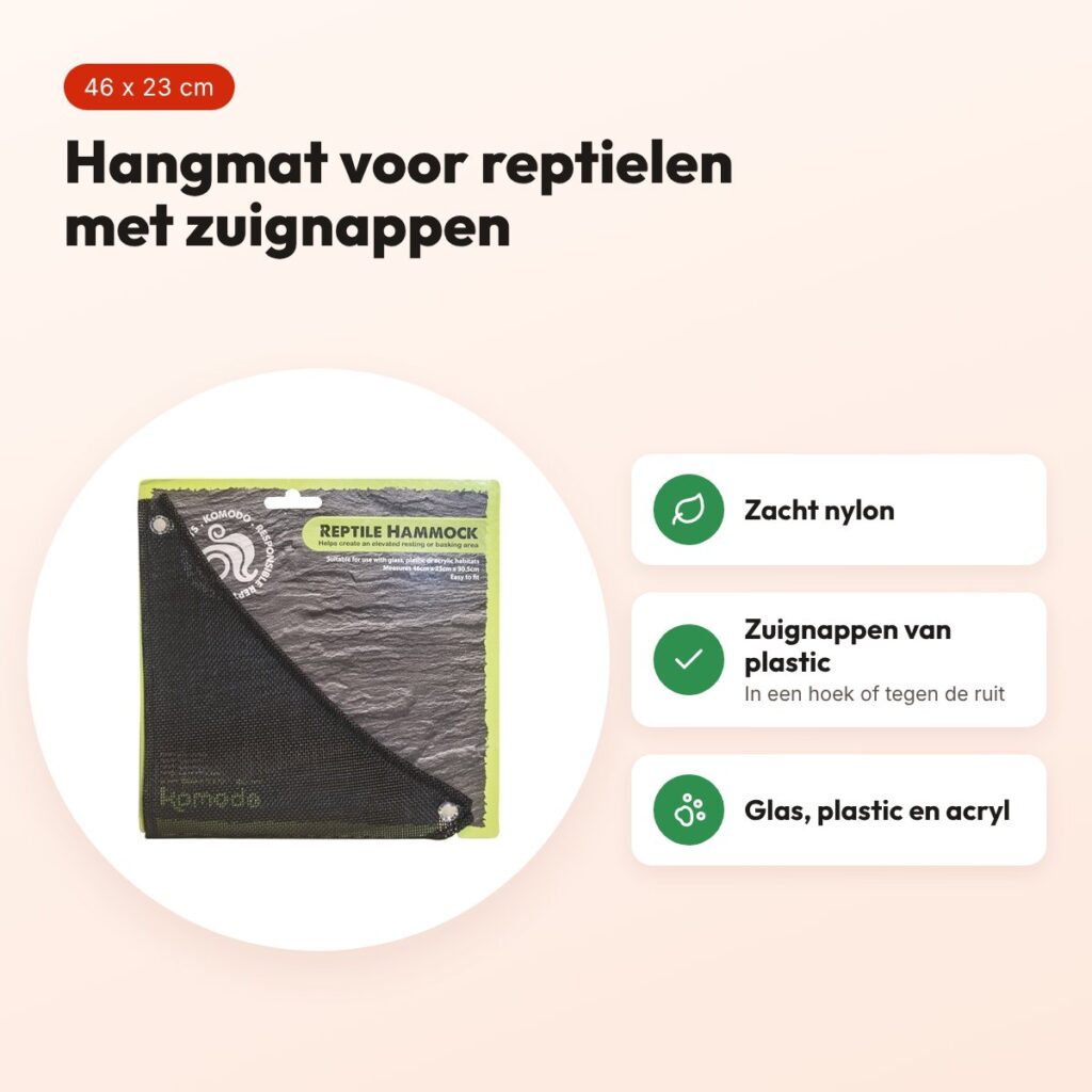 Komodo reptielenhangmat nylon 46 x 23 x 30,5 cm – met zuignappen – voordelen