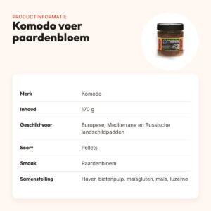 Komodo schildpaddenvoer paardenbloem 170 g – pellets voor landschildpadden – productinformatie