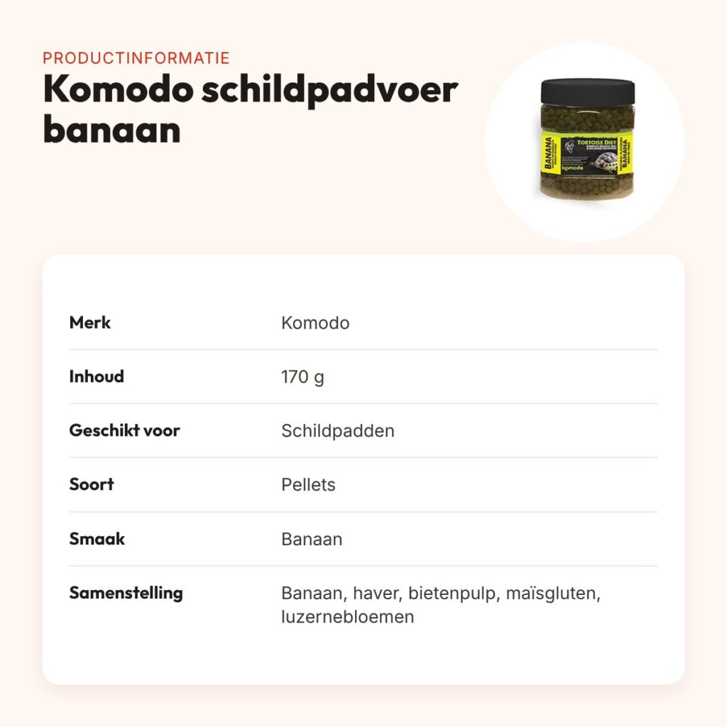 Komodo schildpadvoer Banaan 170 g – vezelrijke pellets – productinformatie