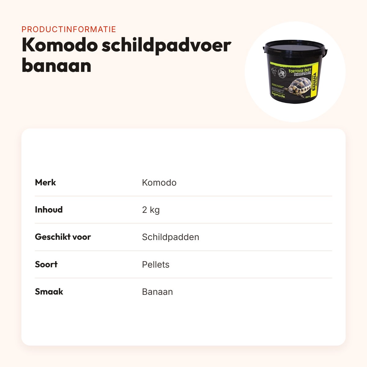 Komodo schildpadvoer Banaan 2 kg – vezelrijk – productinformatie