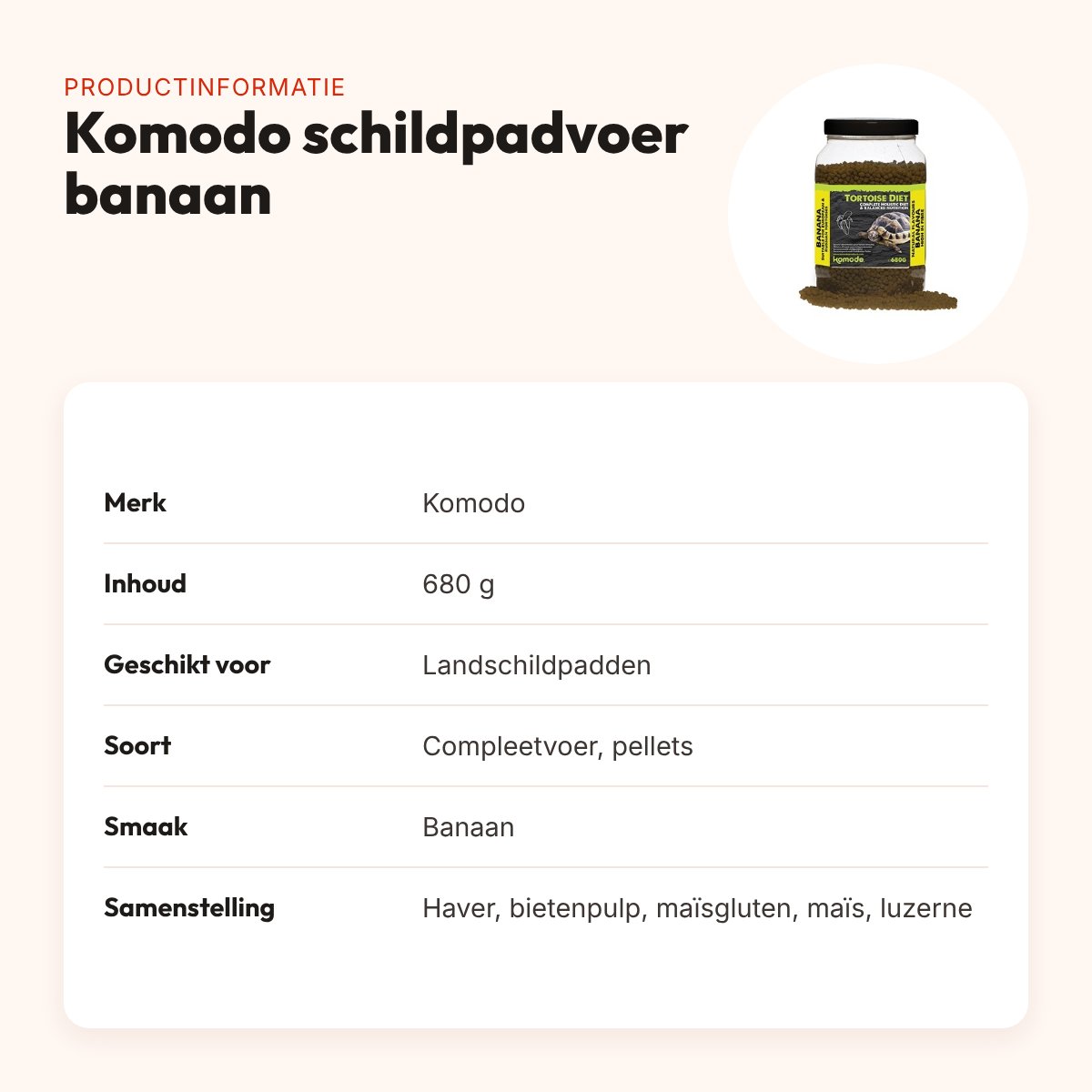 Komodo schildpadvoer Banaan 680 g – pellets – productinformatie