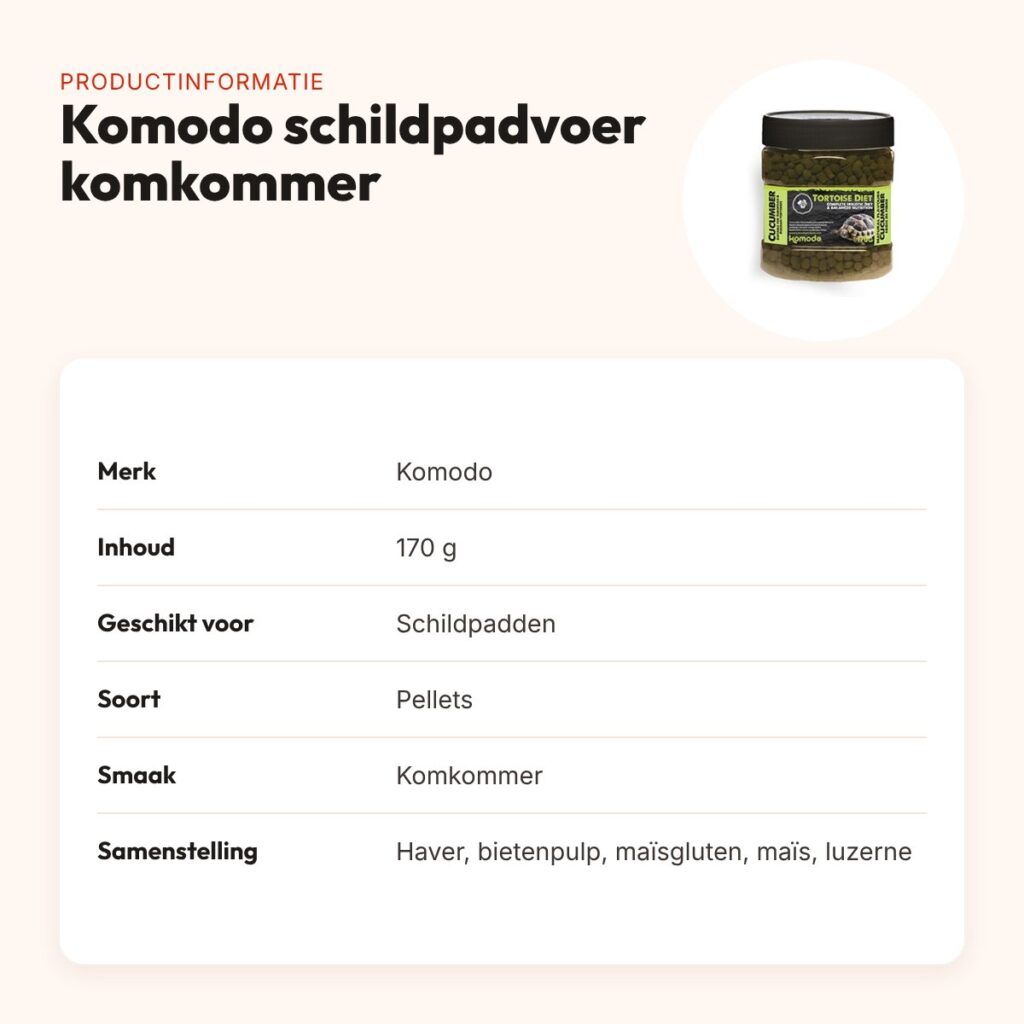 Komodo schildpadvoer Komkommer 170 g – vezelrijke pellets – productinformatie