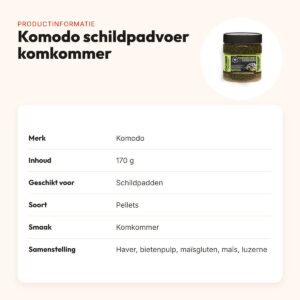Komodo schildpadvoer Komkommer 170 g – vezelrijke pellets – productinformatie