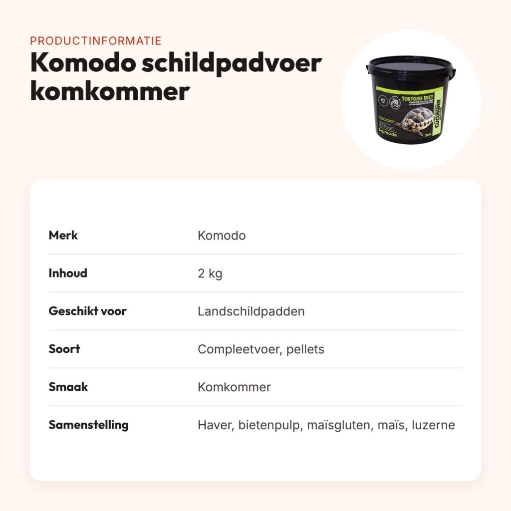 Komodo schildpadvoer Komkommer 2 kg – pellets – productinformatie