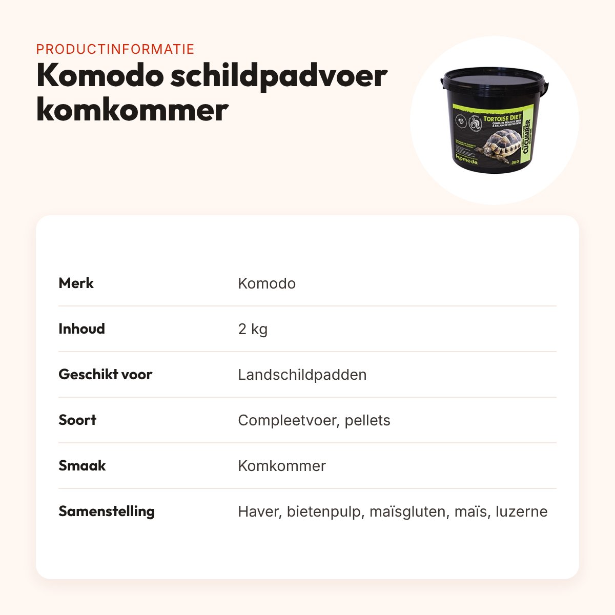 Komodo schildpadvoer Komkommer 2 kg – pellets – productinformatie