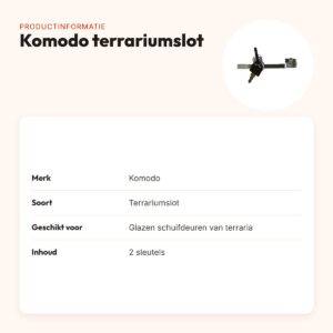 Komodo terrariumslot voor glazen schuifdeur – inclusief 2 sleutels – productinformatie