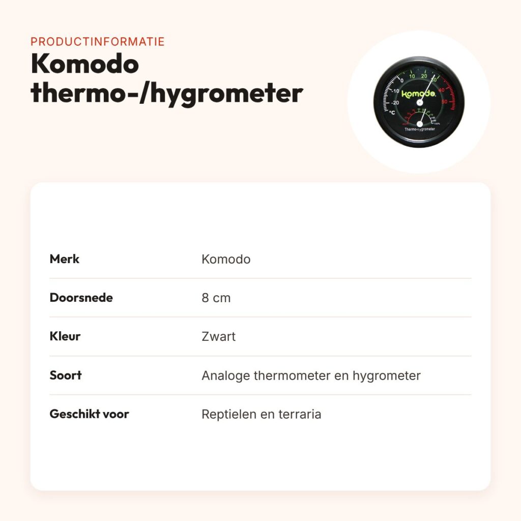 Komodo thermometer en hygrometer analoog ø 8 cm – zwart – productinformatie