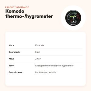 Komodo thermometer en hygrometer analoog ø 8 cm – zwart – productinformatie