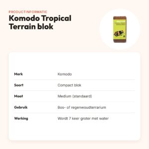 Komodo Tropical Terrain compact blok medium – bodem voor regenwoudterrarium – productinformatie