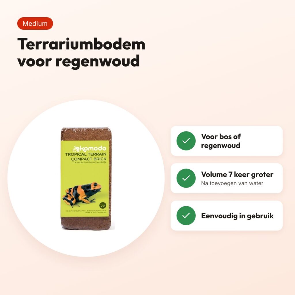 Komodo Tropical Terrain compact blok medium – bodem voor regenwoudterrarium – voordelen