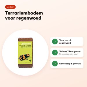 Komodo Tropical Terrain compact blok medium – bodem voor regenwoudterrarium – voordelen