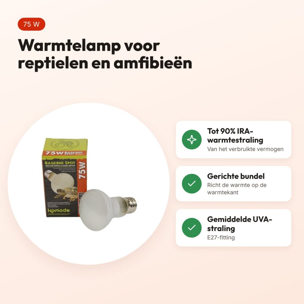 Komodo warmtelamp ES 75 W E27 – voor reptielen en amfibieën – voordelen
