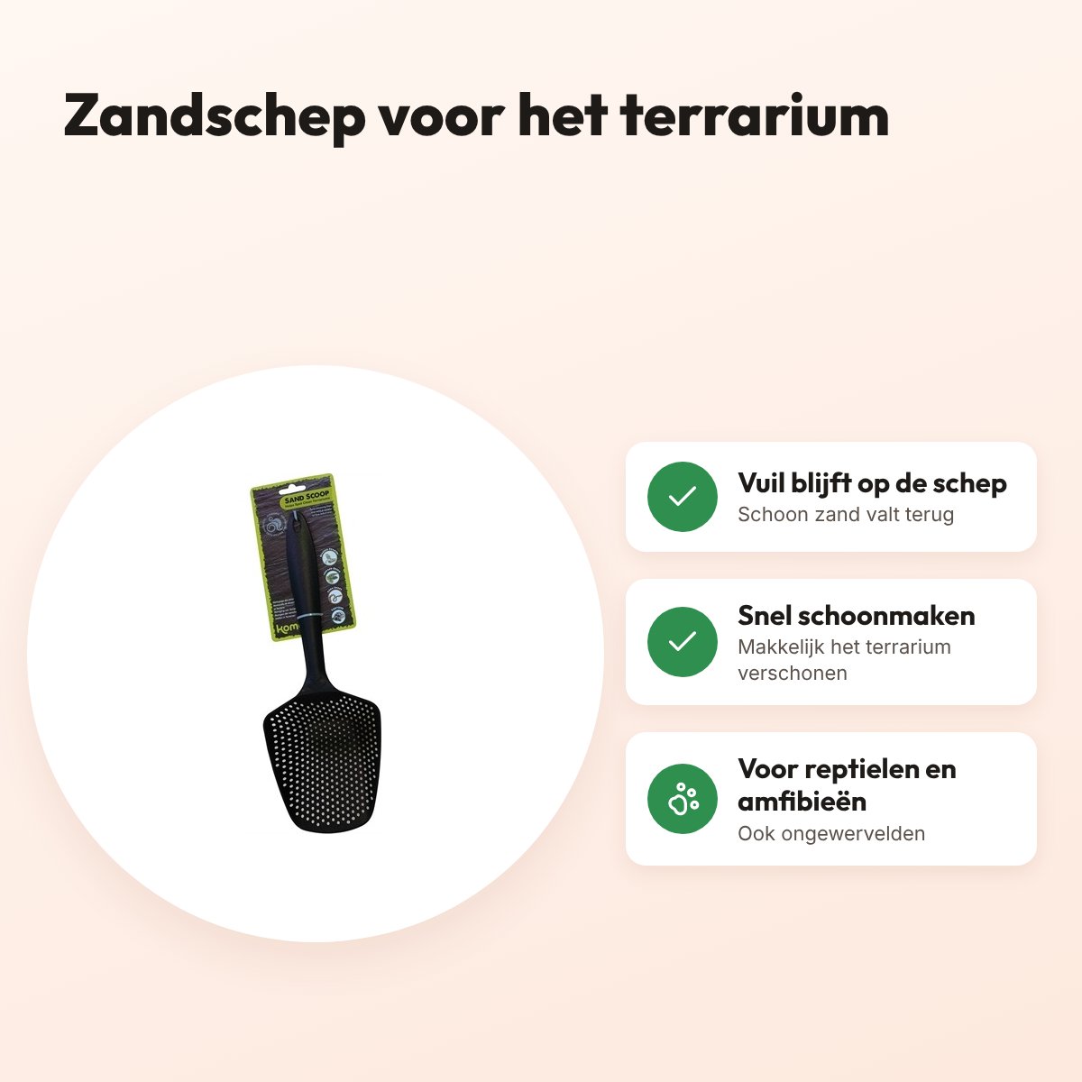 Komodo zandschep voor terrarium – snel schoonmaken – voordelen