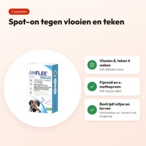 Krka Amflee Combo spot-on hond 20-40 kg 268 mg – 3 pipetten – voordelen
