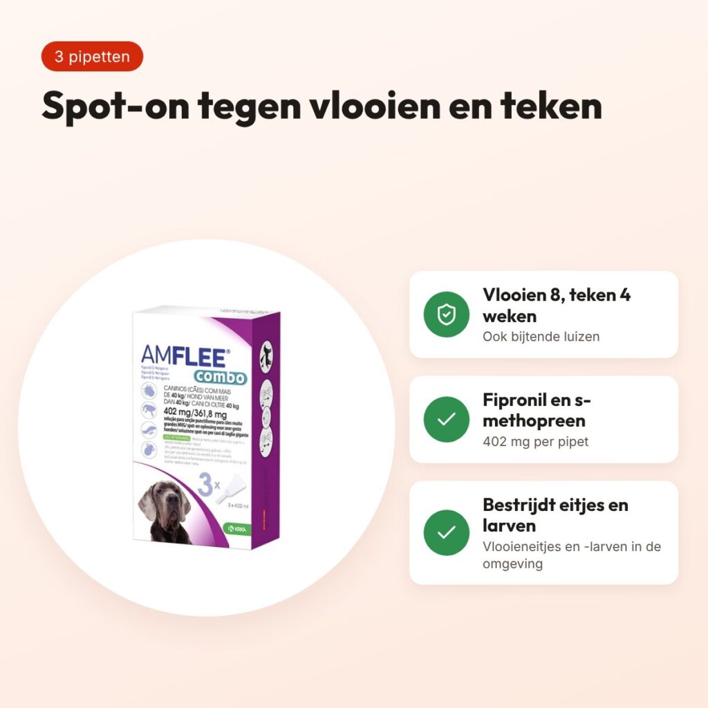 Krka Amflee Combo spot-on hond meer dan 40 kg 402 mg – 3 pipetten – voordelen