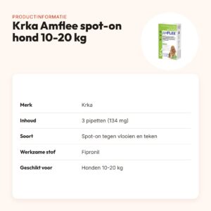 Krka Amflee spot-on hond 10-20 kg 134 mg – 3 pipetten – productinformatie