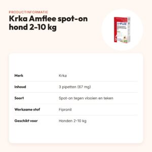 Krka Amflee spot-on hond 2-10 kg 67 mg – 3 pipetten – productinformatie