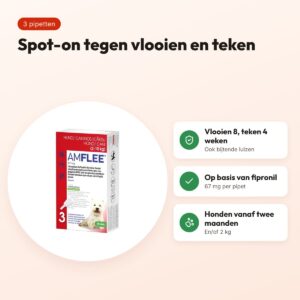 Krka Amflee spot-on hond 2-10 kg 67 mg – 3 pipetten – voordelen