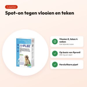 Krka Amflee spot-on hond 20-40 kg 268 mg – 3 pipetten – voordelen
