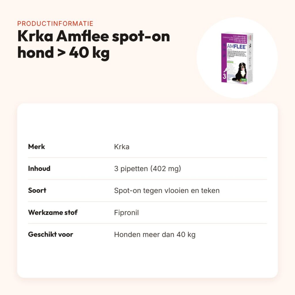 Krka Amflee spot-on hond meer dan 40 kg 402 mg – 3 pipetten – productinformatie