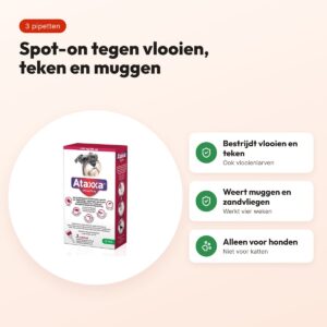 Krka Ataxxa spot-on hond 10-25 kg 250 mg – 3 pipetten – voordelen