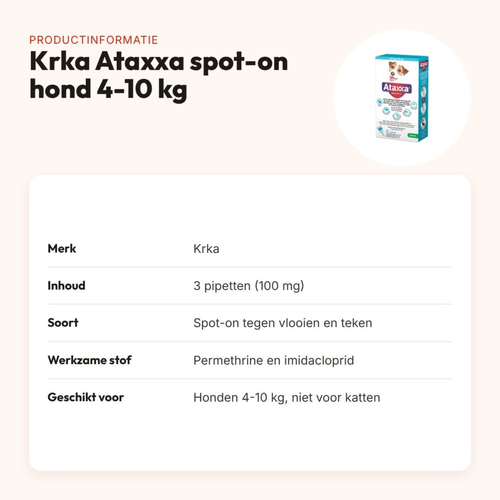 Krka Ataxxa spot-on hond 4-10 kg 100 mg – 3 pipetten – productinformatie