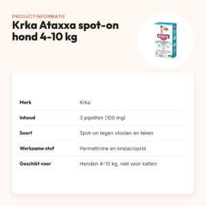 Krka Ataxxa spot-on hond 4-10 kg 100 mg – 3 pipetten – productinformatie