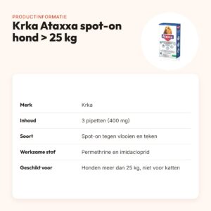 Krka Ataxxa spot-on hond meer dan 25 kg 400 mg – 3 pipetten – productinformatie
