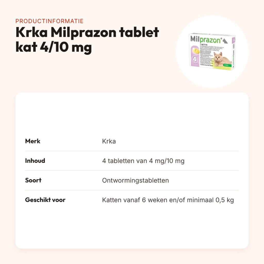 Krka Milprazon ontworming kleine kat en kitten 4 mg/10 mg – 4 tabletten – productinformatie