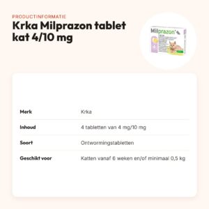 Krka Milprazon ontworming kleine kat en kitten 4 mg/10 mg – 4 tabletten – productinformatie