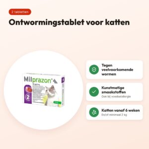 Krka Milprazon ontwormingstabletten kat 16 mg/40 mg – 2 tabletten – voordelen