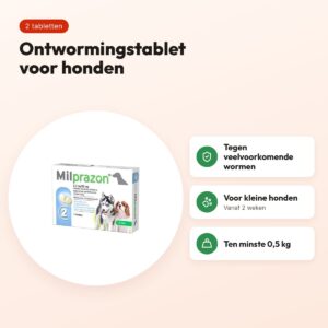 Krka Milprazon ontwormingstabletten kleine hond 0,5 kg 2,5 mg – 2 tabletten – voordelen