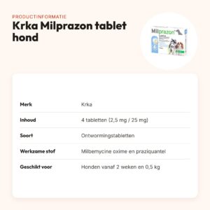 Krka Milprazon ontwormingstabletten kleine hond 0,5 kg 2,5 mg – 4 tabletten – productinformatie