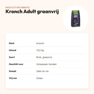 Kronch hondenvoer Adult graanvrij 13,5 kg – verse zalm en vis – productinformatie