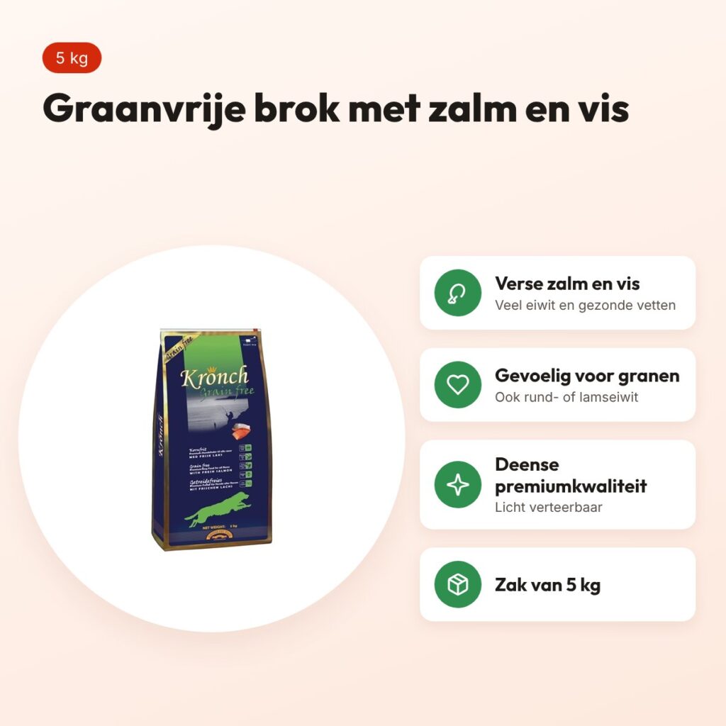 Kronch hondenvoer Adult graanvrij 5 kg – verse zalm en vis – voordelen