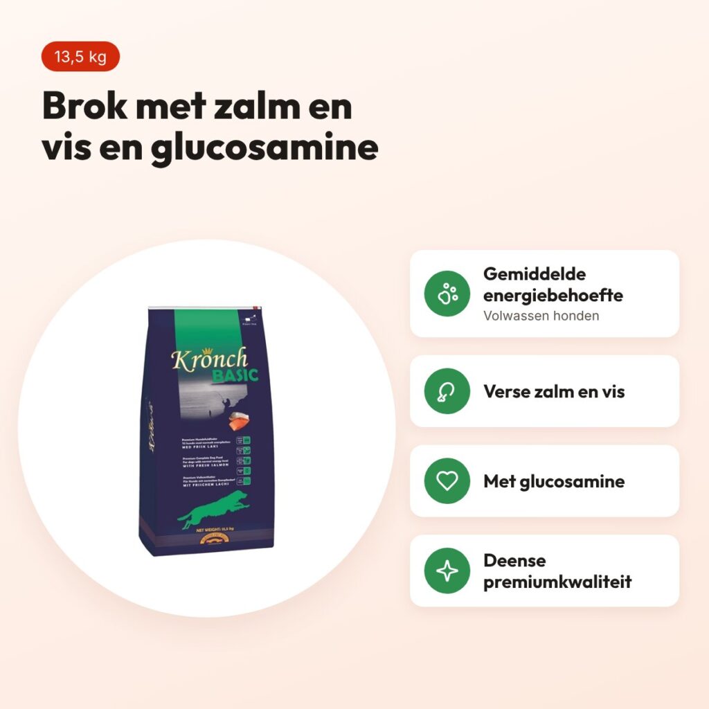 Kronch hondenvoer Basic Adult 13,5 kg – zalm en vis, met glucosamine – voordelen